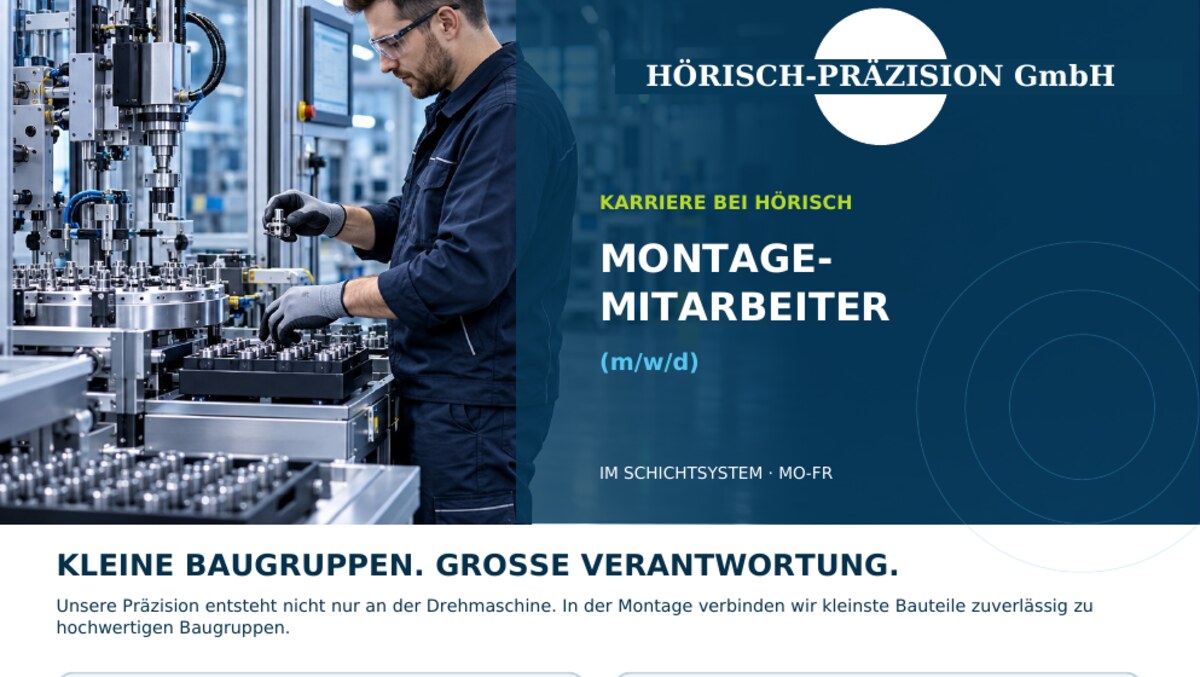 Stellenanzeige Montagemitarbeiter